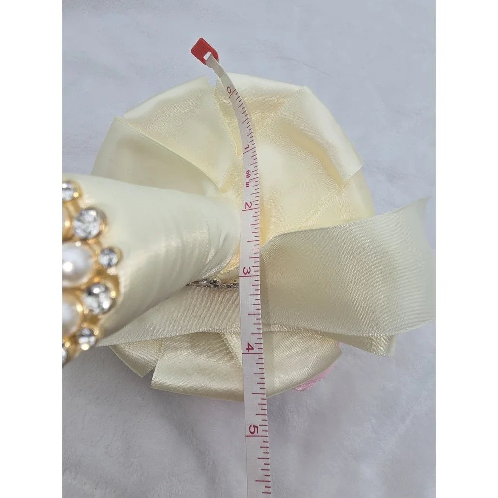 Pink & White Rose Flower Rhinestone Pearl  Wedding Bridal Bouquet‎